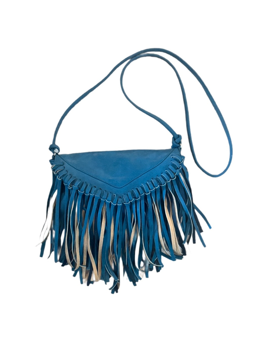 Klutch Handbags Teal Fringe Crossbody Bag Boho Western Vegan Leather Purse